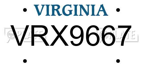 VRX9667 Virginia License Plate