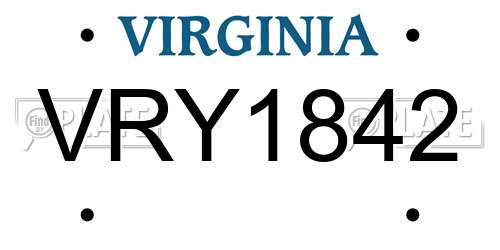 VRY1842 Virginia License Plate
