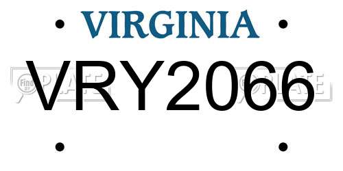 VRY2066 Virginia License Plate