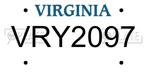 VRY2097 Virginia License Plate