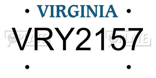 VRY2157 Virginia License Plate