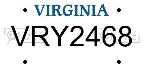 VRY2468 Virginia License Plate