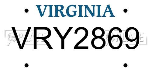 VRY2869 Virginia License Plate