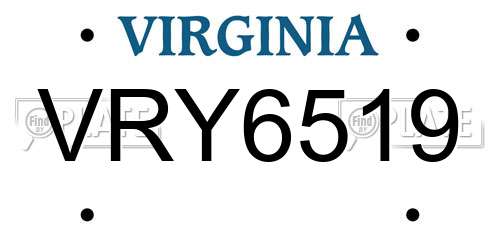 VRY6519 Virginia License Plate
