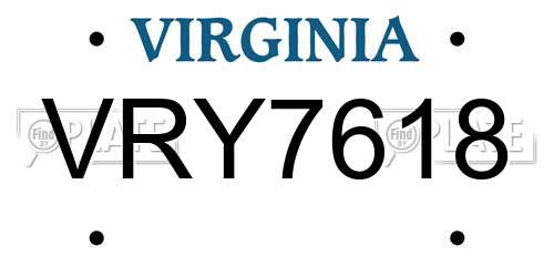 VRY7618 Virginia License Plate