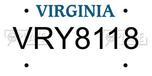 VRY8118 Virginia License Plate
