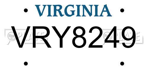 VRY8249 Virginia License Plate