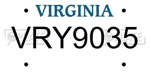 VRY9035 Virginia License Plate