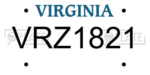 VRZ1821 Virginia License Plate