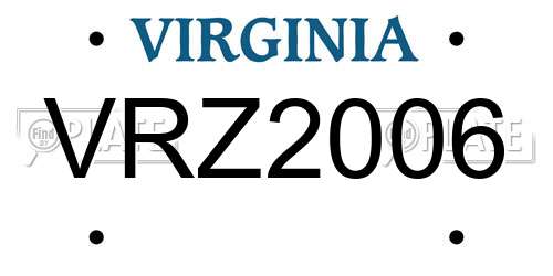 VRZ2006 Virginia License Plate