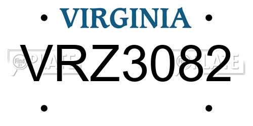 VRZ3082 Virginia License Plate