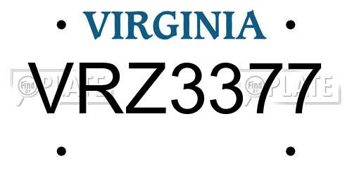 VRZ3377 Virginia License Plate