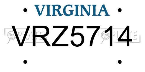 VRZ5714 Virginia License Plate