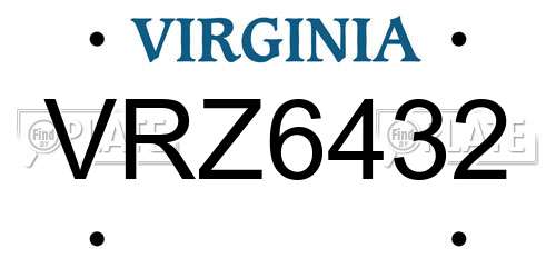 VRZ6432 Virginia License Plate
