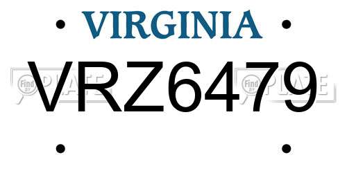 VRZ6479 Virginia License Plate