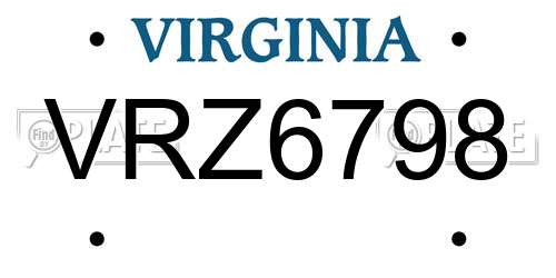 VRZ6798 Virginia License Plate