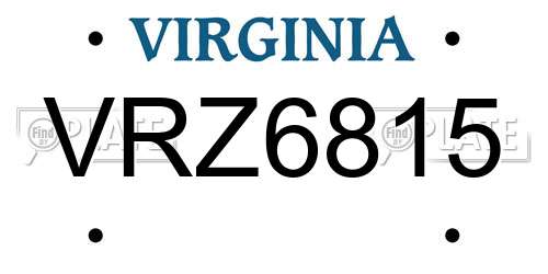 VRZ6815 Virginia License Plate