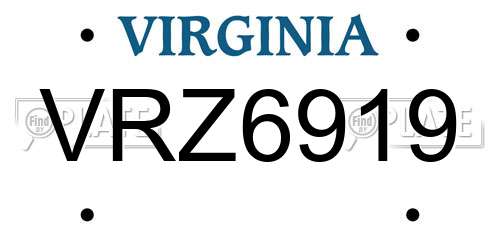 VRZ6919 Virginia License Plate