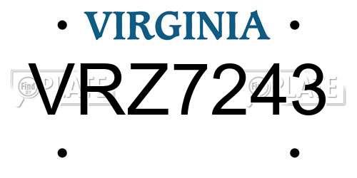 VRZ7243 Virginia License Plate