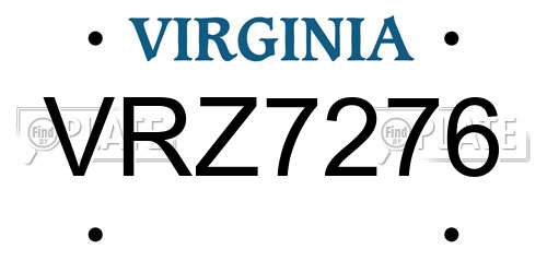 VRZ7276 Virginia License Plate