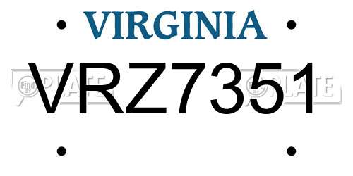 VRZ7351 Virginia License Plate