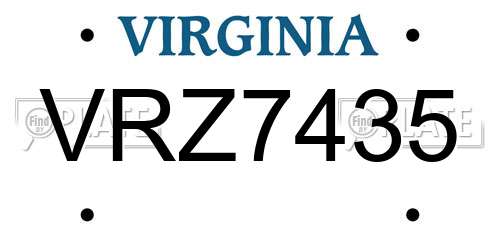 VRZ7435 Virginia License Plate