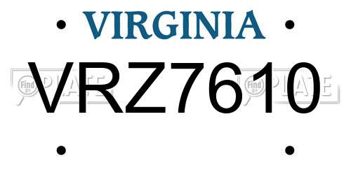 VRZ7610 Virginia License Plate