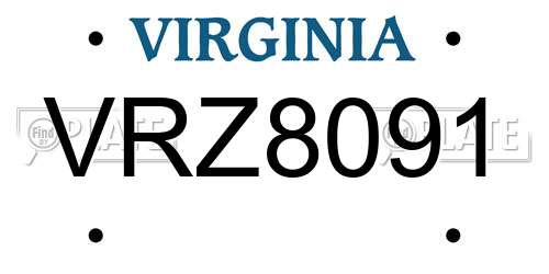 VRZ8091 Virginia License Plate