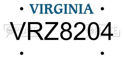 VRZ8204 Virginia License Plate