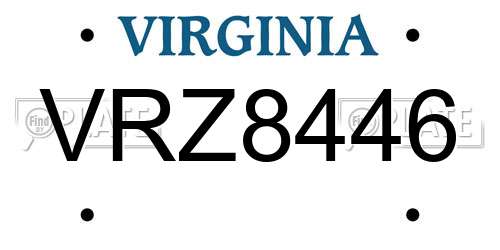 VRZ8446 Virginia License Plate