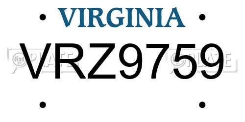 VRZ9759 Virginia License Plate