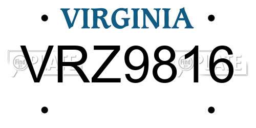 VRZ9816 Virginia License Plate