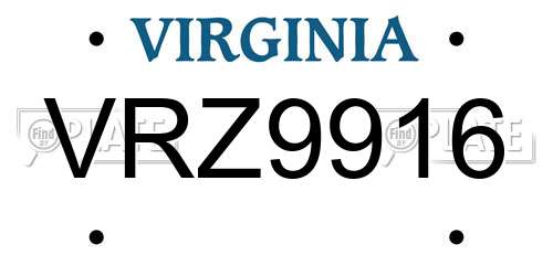 VRZ9916 Virginia License Plate