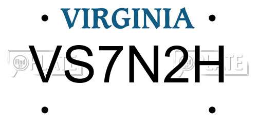 VS7N2H Virginia License Plate