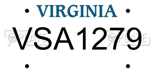 VSA1279 Virginia License Plate