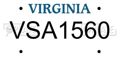 VSA1560 Virginia License Plate