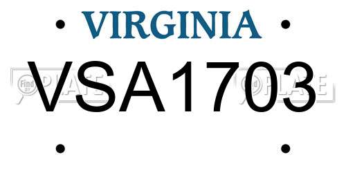 VSA1703 Virginia License Plate