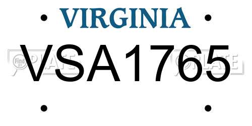 VSA1765 Virginia License Plate