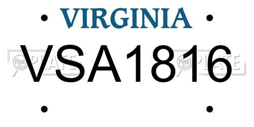 VSA1816 Virginia License Plate