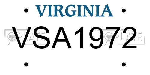 VSA1972 Virginia License Plate