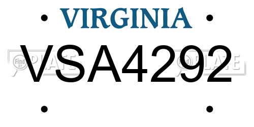 VSA4292 Virginia License Plate