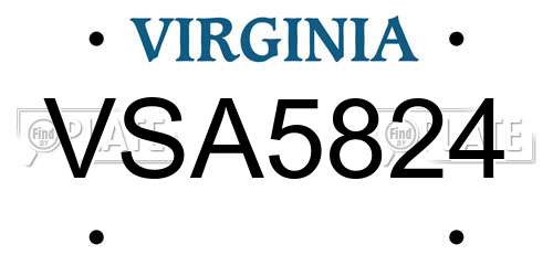 VSA5824 Virginia License Plate