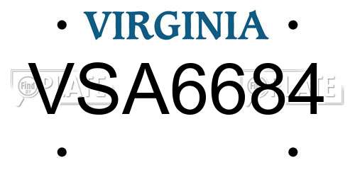 VSA6684 Virginia License Plate