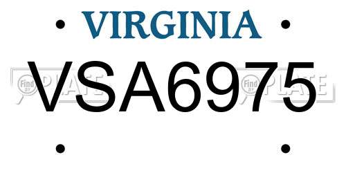 VSA6975 Virginia License Plate