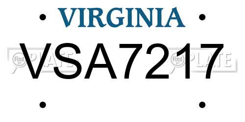 VSA7217 Virginia License Plate