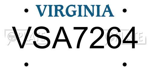 VSA7264 Virginia License Plate