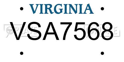 VSA7568 Virginia License Plate