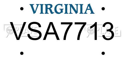 VSA7713 Virginia License Plate