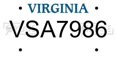 VSA7986 Virginia License Plate