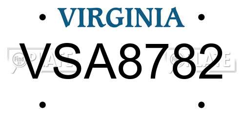 VSA8782 Virginia License Plate